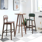 Table de bar ronde minimaliste à deux niveaux en bois, hauteur petite
