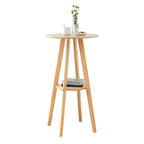 Table de bar ronde minimaliste à deux niveaux en bois, hauteur petite