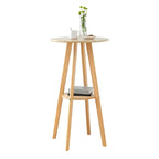 Table de bar ronde minimaliste à deux niveaux en bois, hauteur petite