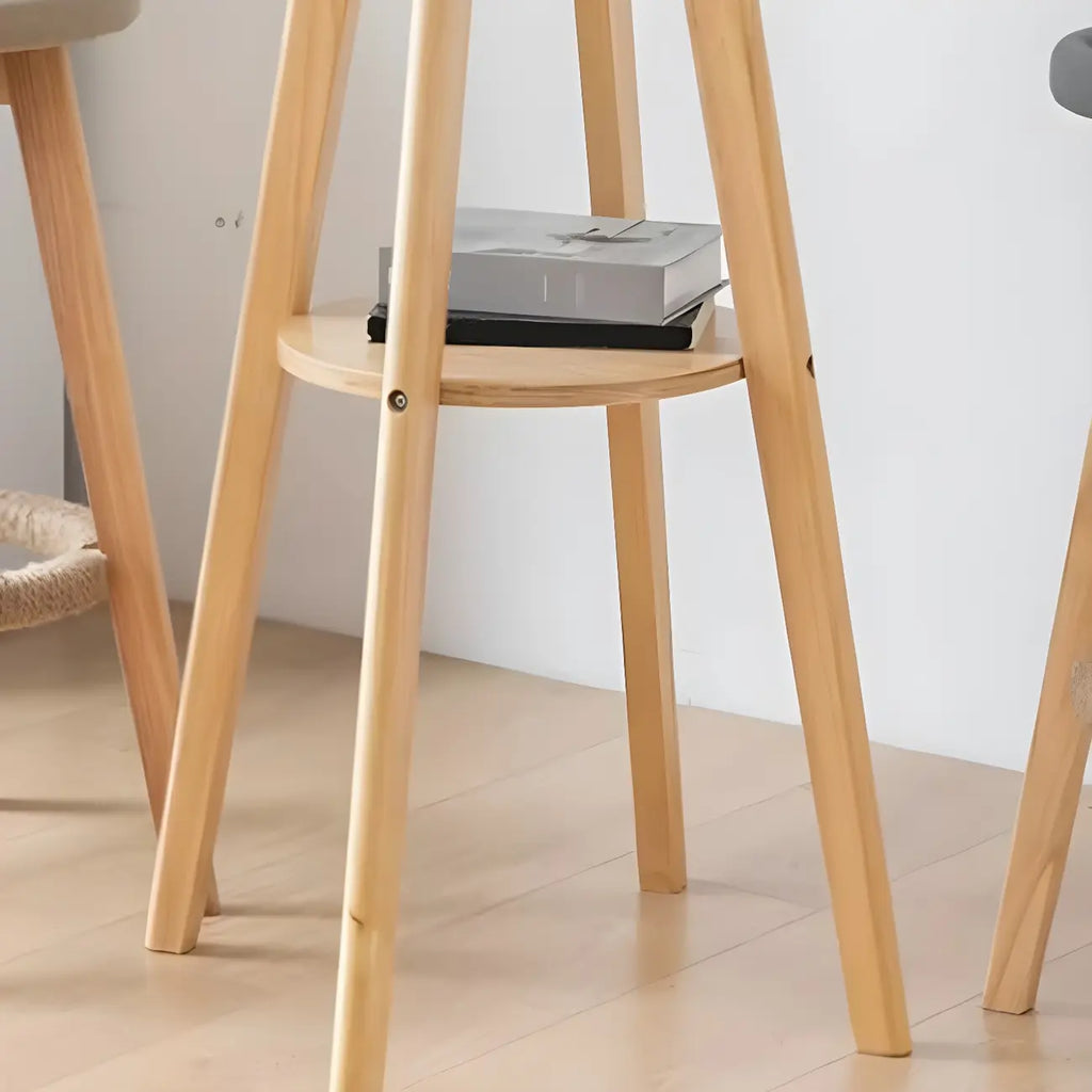 Table de bar ronde minimaliste à deux niveaux en bois, hauteur petite