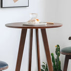 Table de bar ronde minimaliste à deux niveaux en bois, hauteur petite