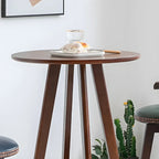 Table de bar ronde minimaliste à deux niveaux en bois, hauteur petite