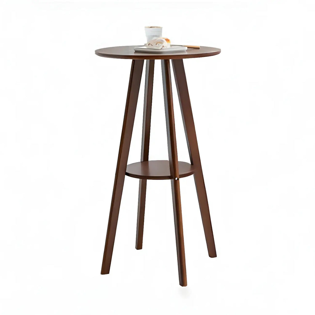 Table de bar ronde minimaliste à deux niveaux en bois, hauteur petite