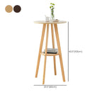 Table de bar ronde minimaliste à deux niveaux en bois, hauteur petite