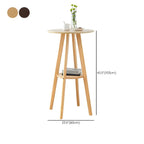 Table de bar ronde minimaliste à deux niveaux en bois, hauteur petite
