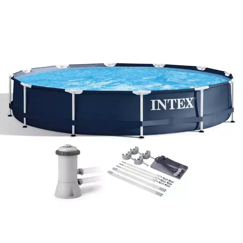 Intex 28211ST 12' x 30 Frame Round Above Ground Swimming Pool Kit with Canopy