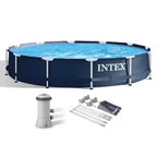 Intex 28211ST 12' x 30 Frame Round Above Ground Swimming Pool Kit with Canopy