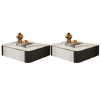 Table de chevet basse suspendue avec plateau en pierre et tiroir (lot de 2)