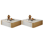 Table de chevet basse suspendue avec plateau en pierre et tiroir (lot de 2)