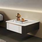 Table de chevet basse suspendue avec plateau en pierre et tiroir (lot de 2)