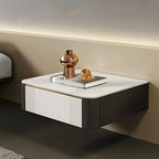 Table de chevet basse suspendue avec plateau en pierre et tiroir (lot de 2)