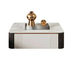 Table de chevet basse suspendue avec plateau en pierre et tiroir (lot de 2)