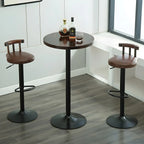 Table basse ronde minimaliste en bois et métal avec piédestal