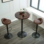 Table basse ronde minimaliste en bois et métal avec piédestal