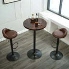 Table basse ronde minimaliste en bois et métal avec piédestal