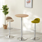 Table basse ronde minimaliste en bois et métal avec piédestal