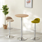 Table basse ronde minimaliste en bois et métal avec piédestal