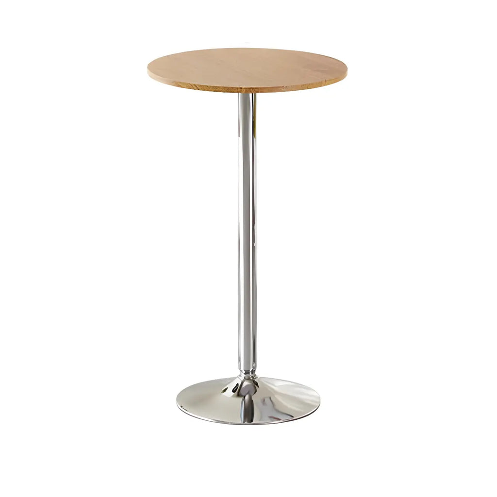 Table basse ronde minimaliste en bois et métal avec piédestal