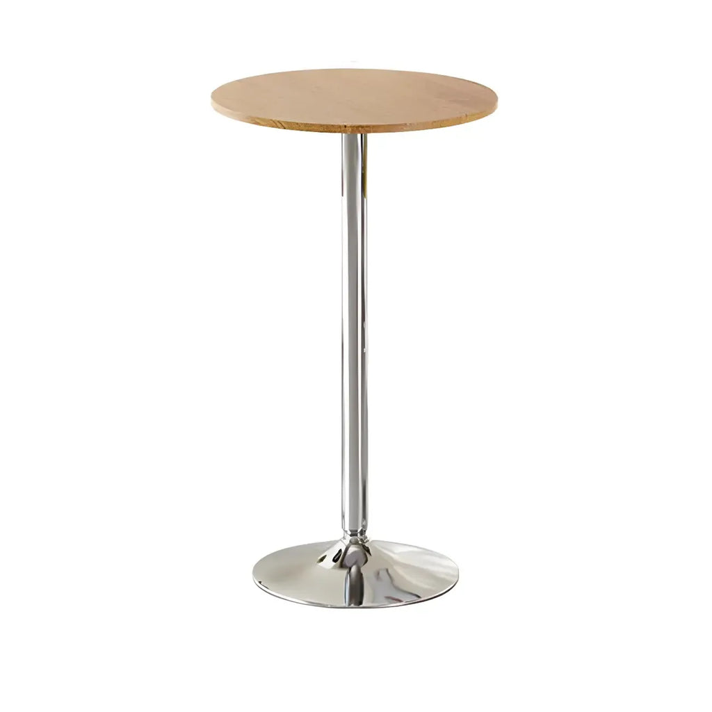 Table basse ronde minimaliste en bois et métal avec piédestal