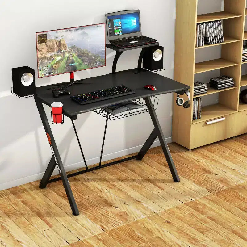 Bureau de jeu Costway, bureau d'ordinateur, poste de travail avec crochet pour casque et porte-gobelet