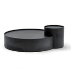Table basse gigogne ronde moderne en bois noir avec rangement