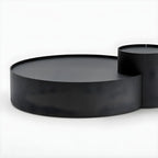 Table basse gigogne ronde moderne en bois noir avec rangement