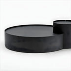 Table basse gigogne ronde moderne en bois noir avec rangement