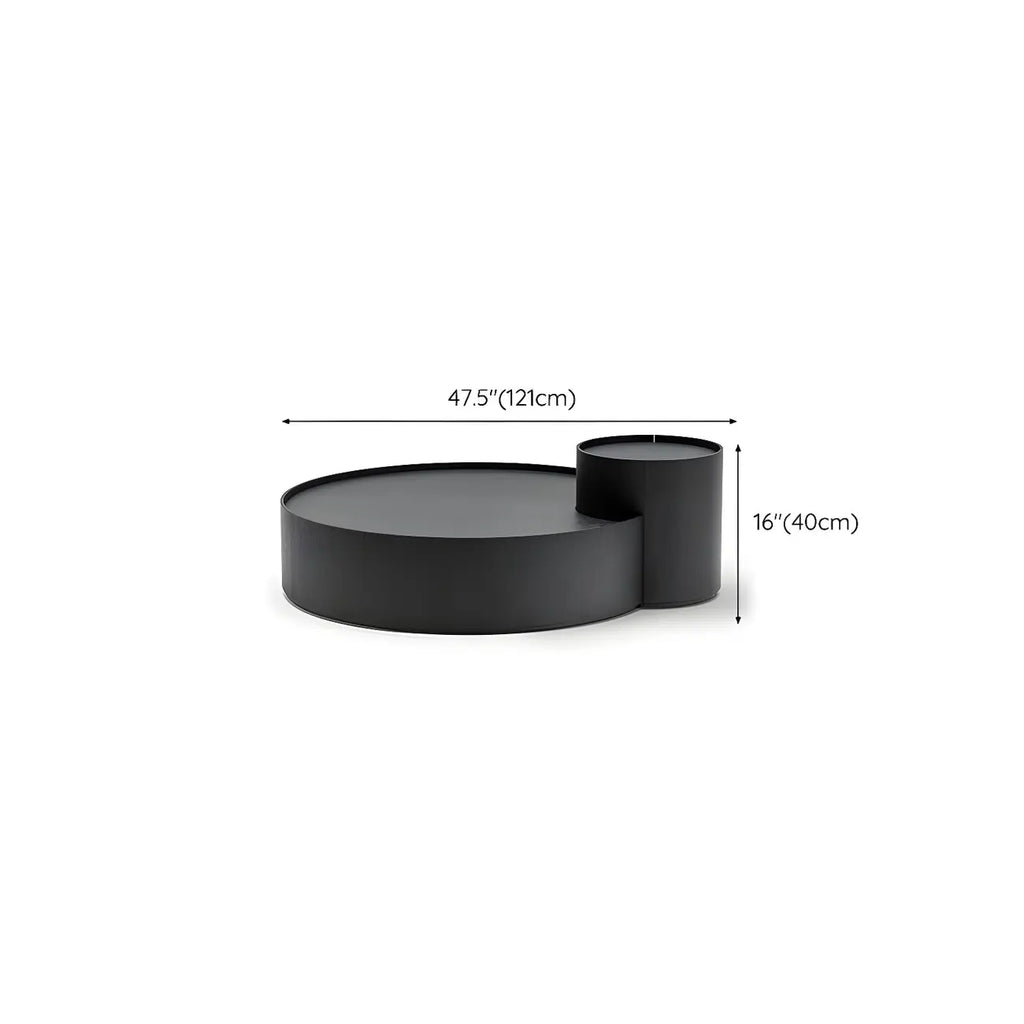 Table basse gigogne ronde moderne en bois noir avec rangement