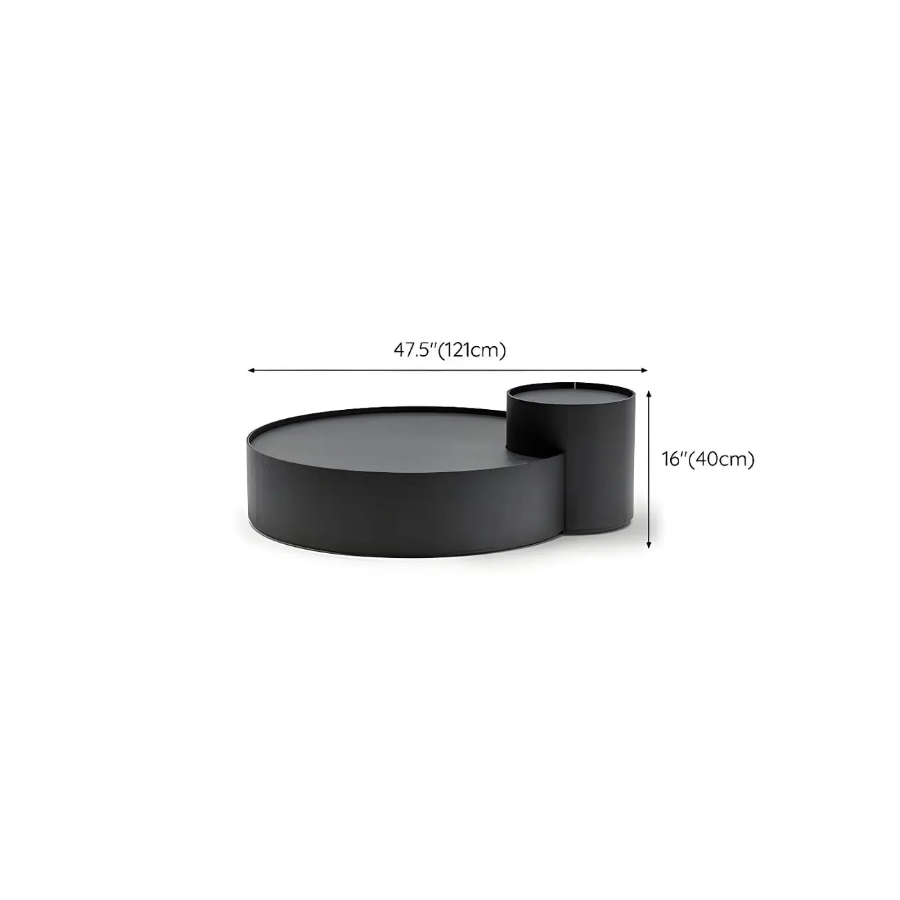 Table basse gigogne ronde moderne en bois noir avec rangement
