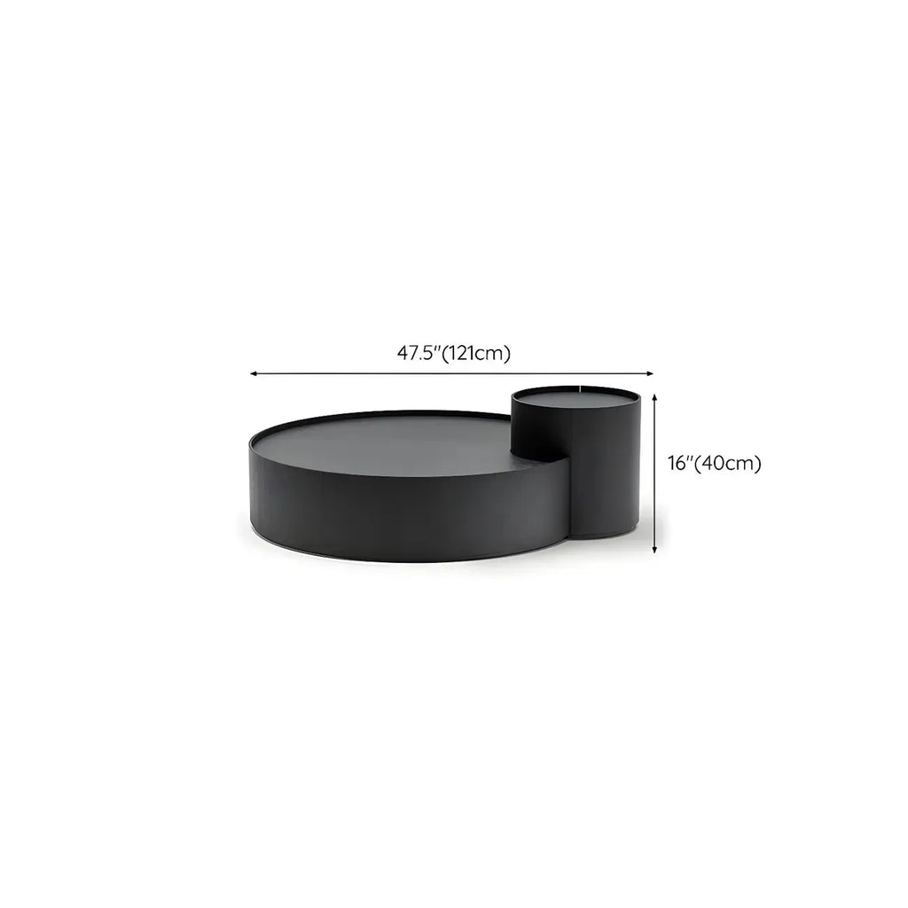 Table basse gigogne ronde moderne en bois noir avec rangement