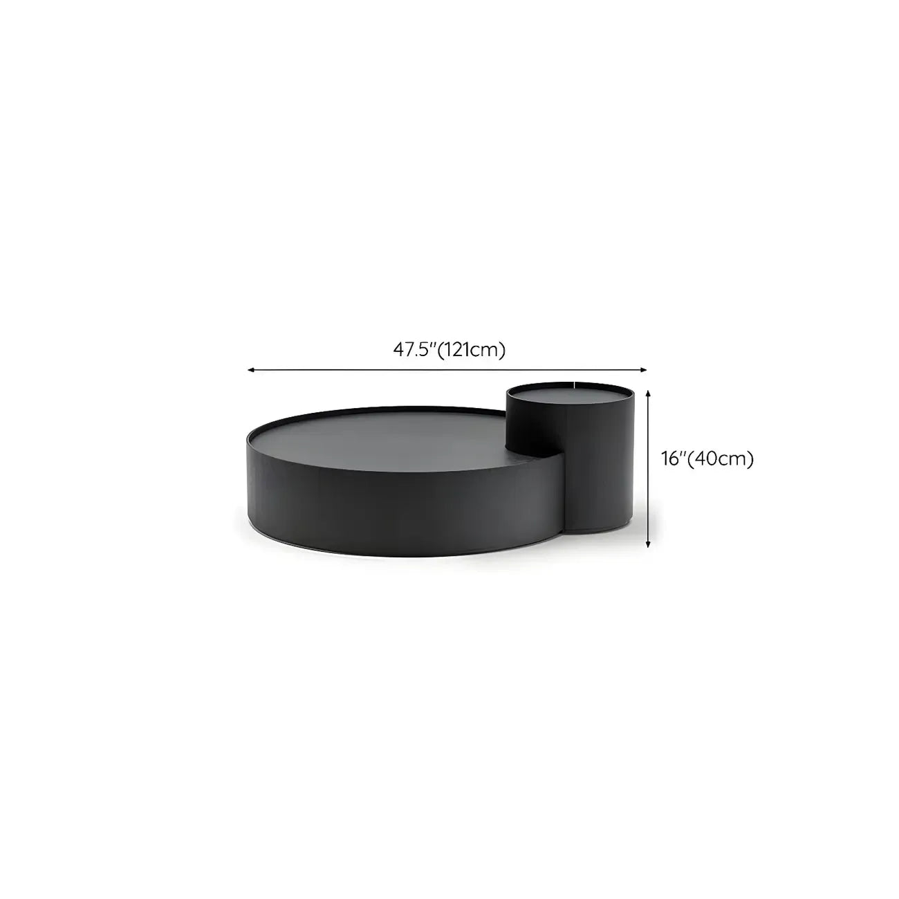Table basse gigogne ronde moderne en bois noir avec rangement