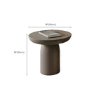 Table basse ronde et élégante en bois blanc avec tiroir