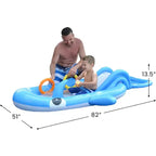 Piscine gonflable interactive pour enfants en forme de baleine Pool Central – 2,05 m – Bleu et Blanc