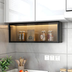 vaisselier mural en bois pour cuisine avec porte vitrée