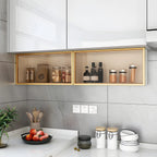 vaisselier mural en bois pour cuisine avec porte vitrée