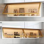 vaisselier mural en bois pour cuisine avec porte vitrée