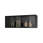 vaisselier mural en bois pour cuisine avec porte vitrée