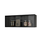 vaisselier mural en bois pour cuisine avec porte vitrée