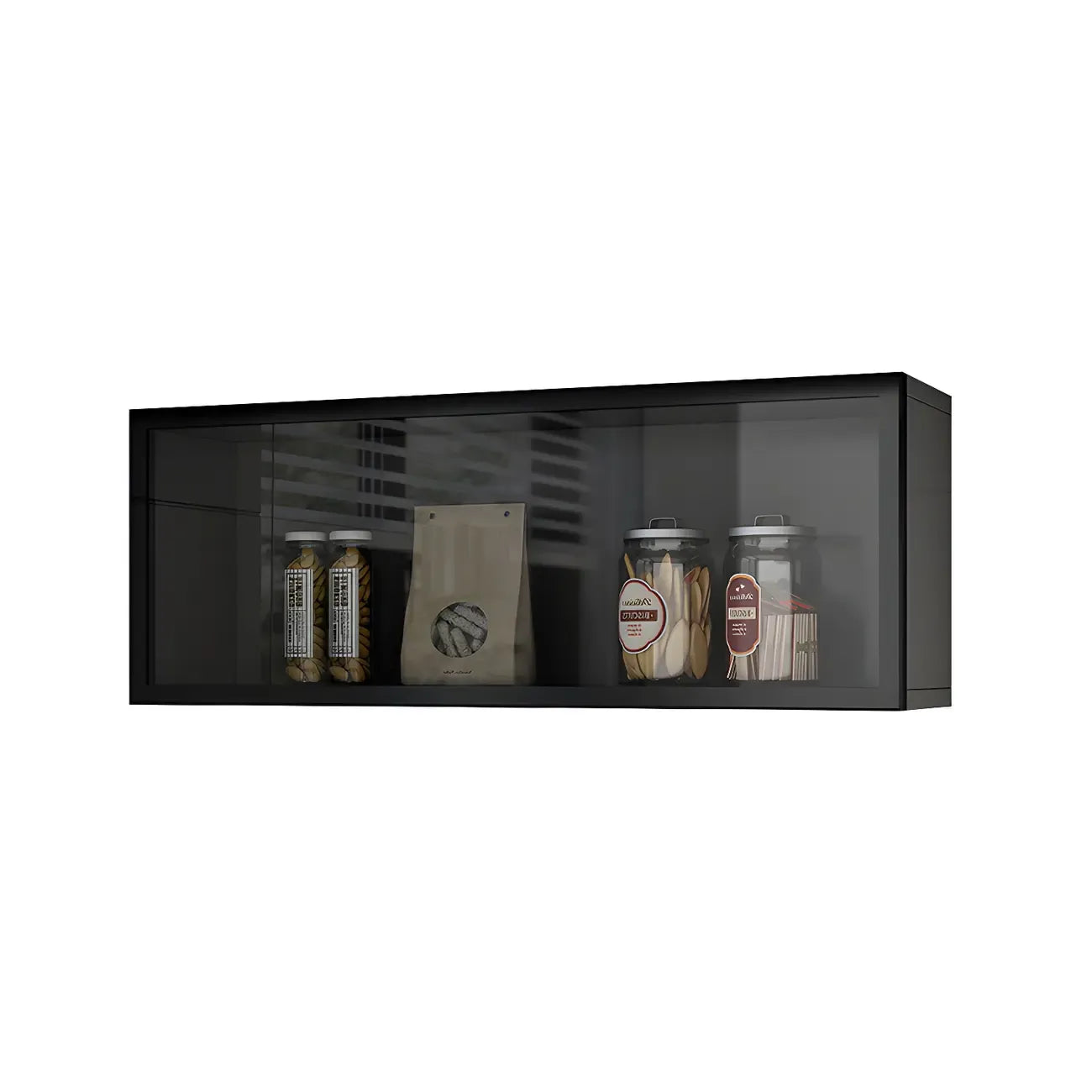vaisselier mural en bois pour cuisine avec porte vitrée