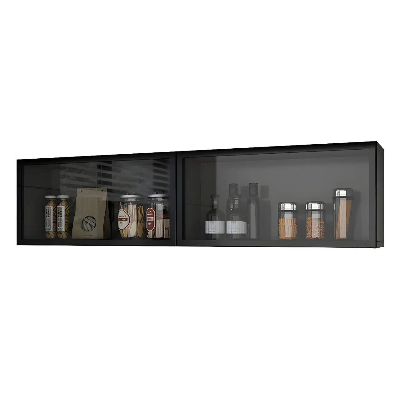 vaisselier mural en bois pour cuisine avec porte vitrée