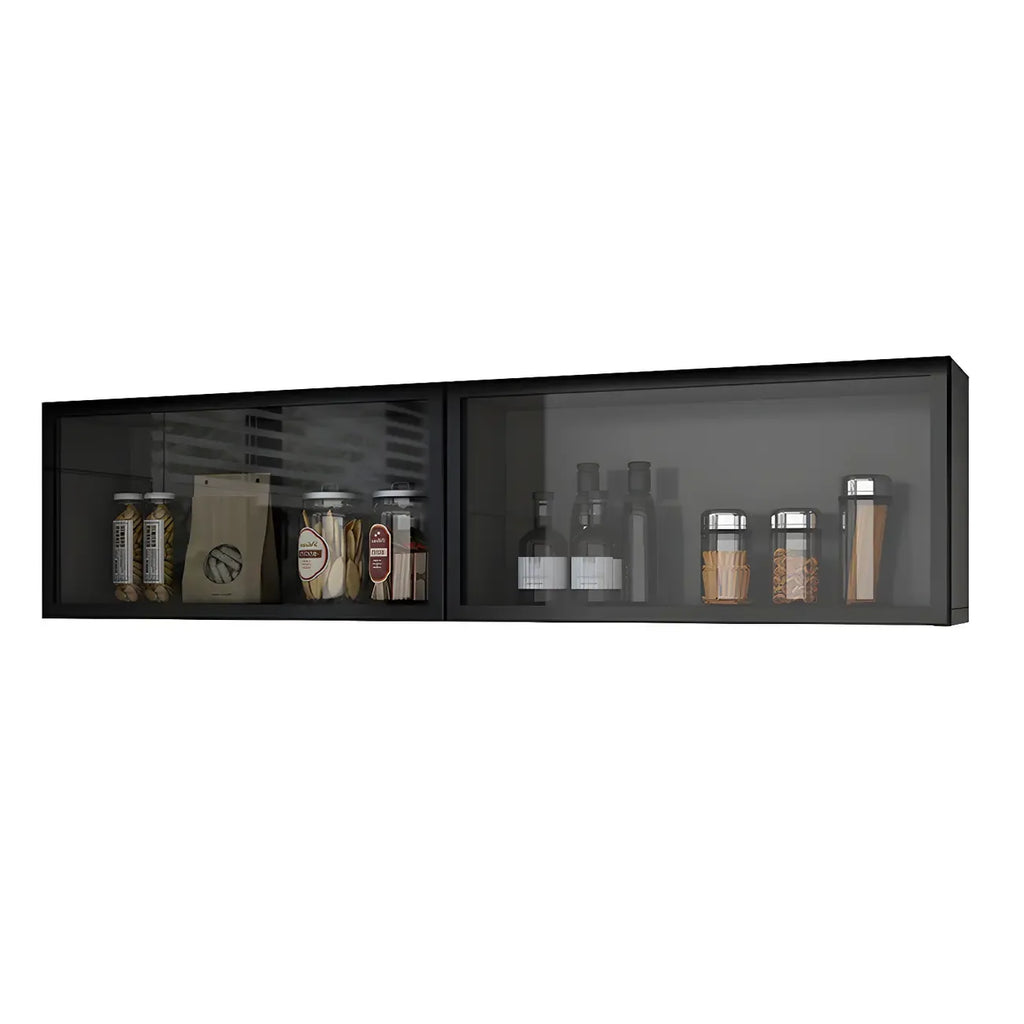 vaisselier mural en bois pour cuisine avec porte vitrée
