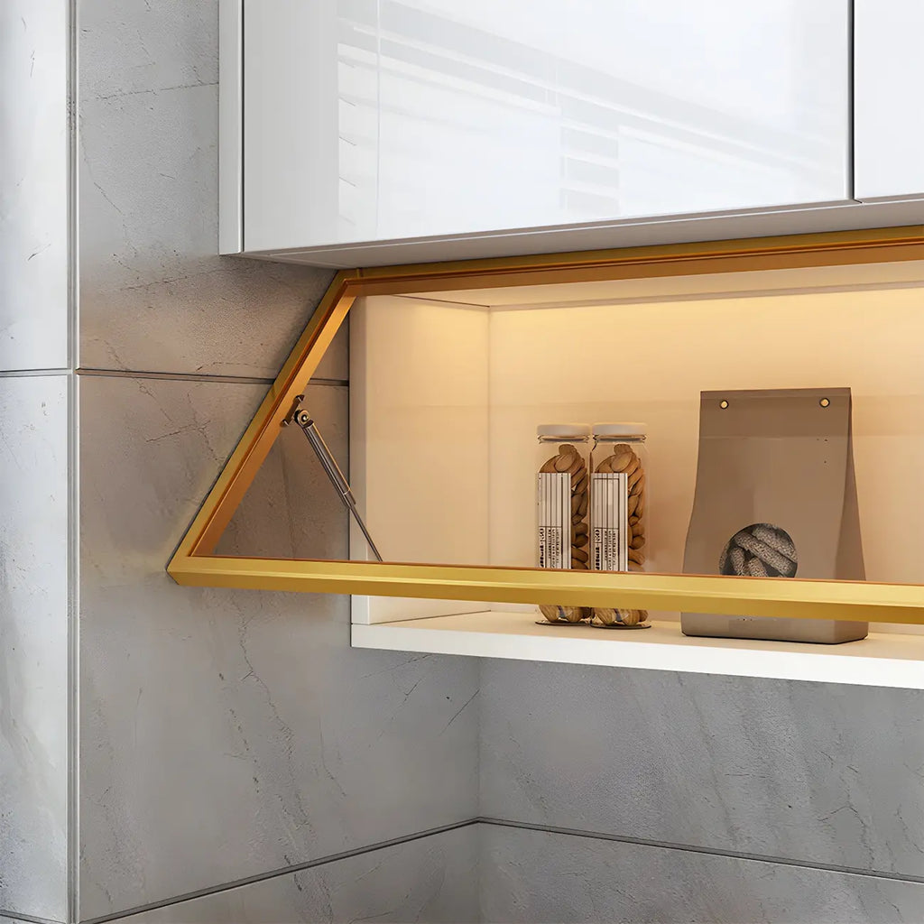 vaisselier mural en bois pour cuisine avec porte vitrée