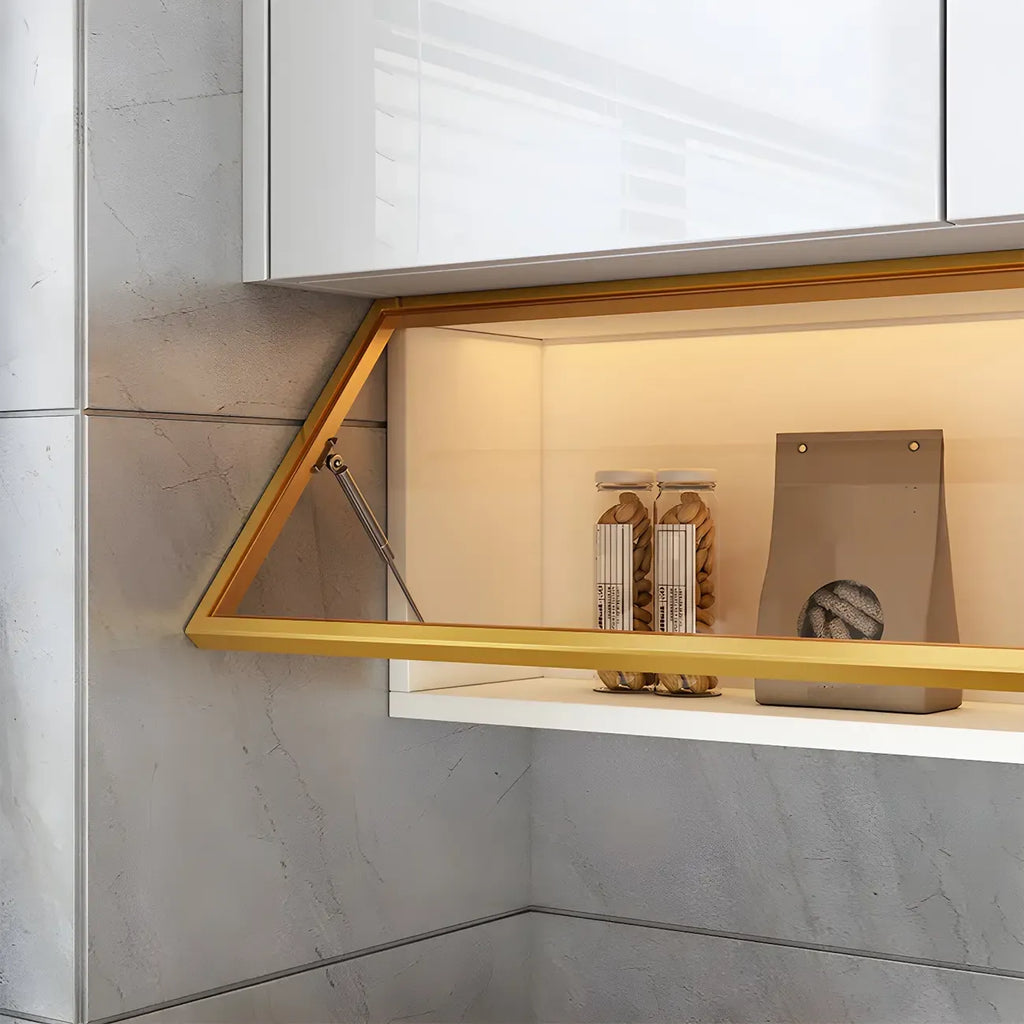 vaisselier mural en bois pour cuisine avec porte vitrée