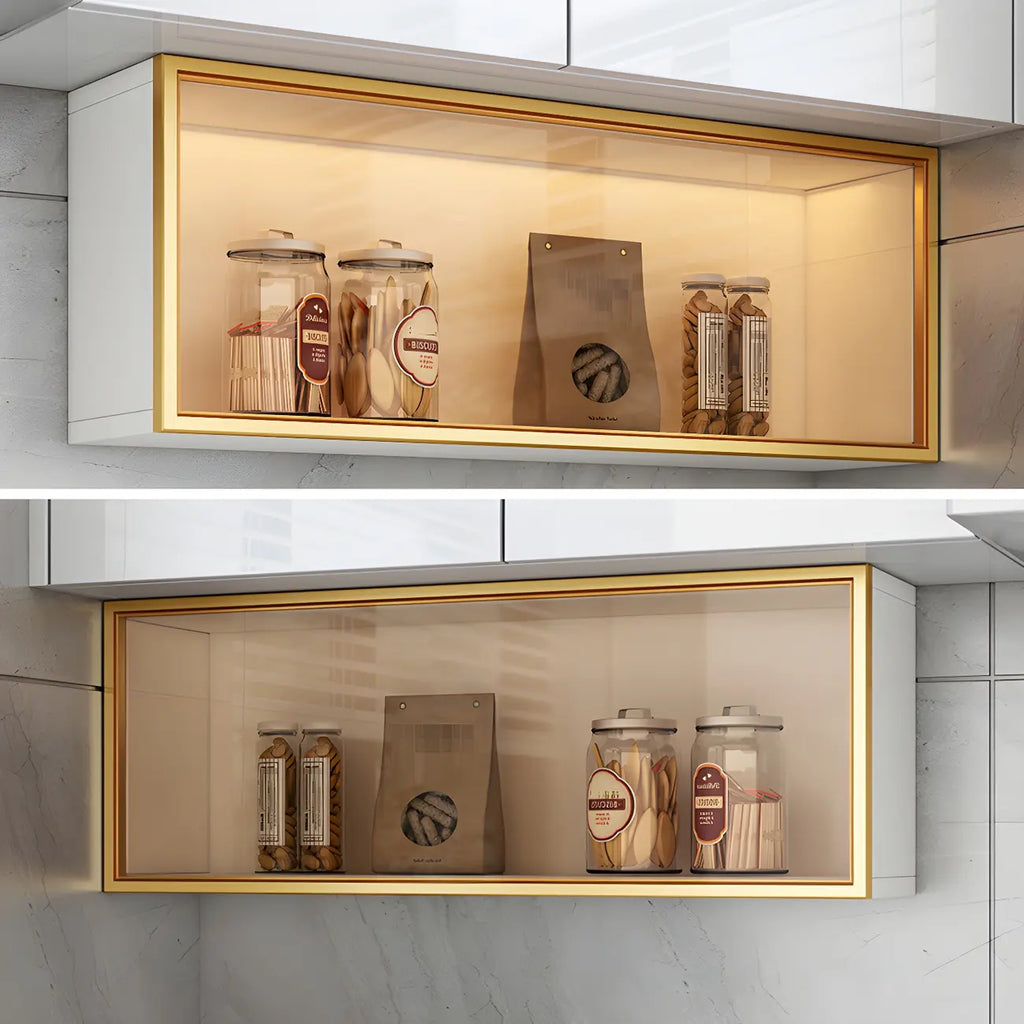 vaisselier mural en bois pour cuisine avec porte vitrée