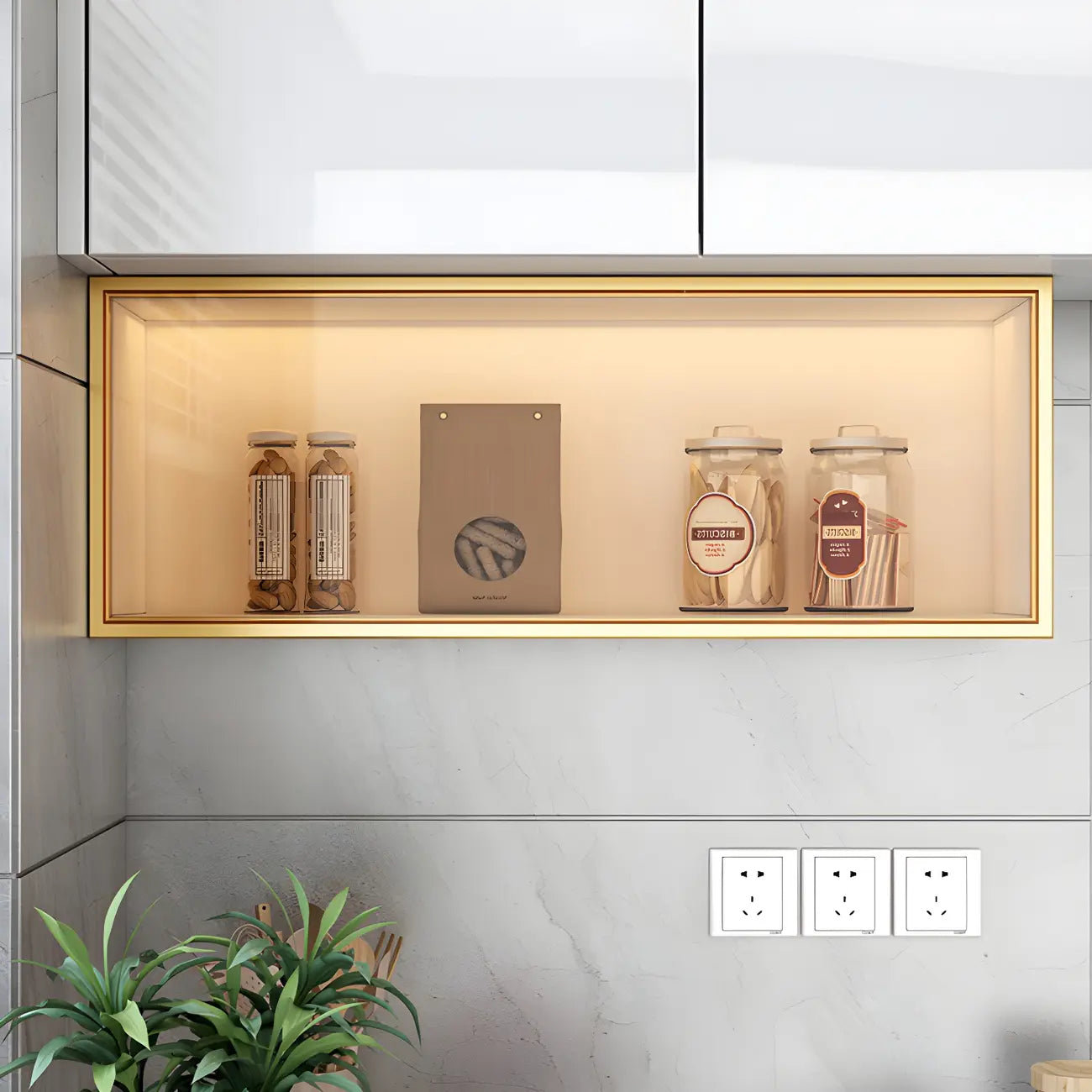 vaisselier mural en bois pour cuisine avec porte vitrée