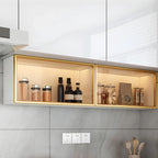 vaisselier mural en bois pour cuisine avec porte vitrée