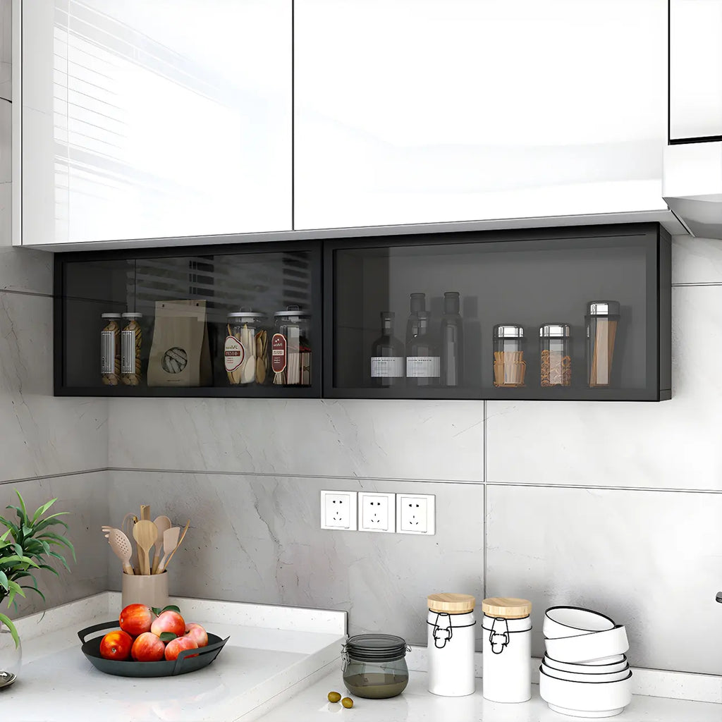 vaisselier mural en bois gris pour cuisine