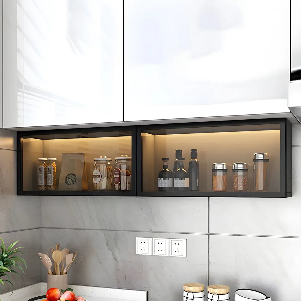vaisselier mural en bois gris pour cuisine