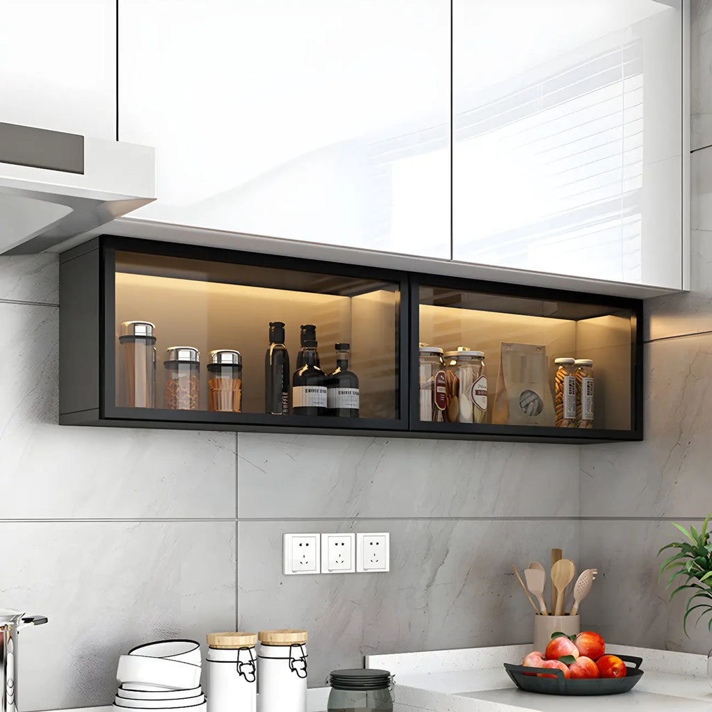 vaisselier mural en bois gris pour cuisine