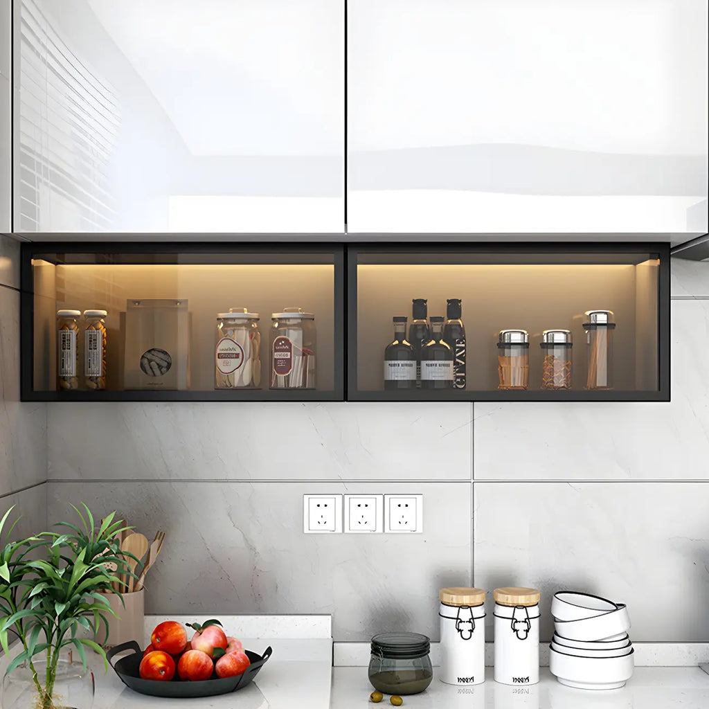 vaisselier mural en bois gris pour cuisine